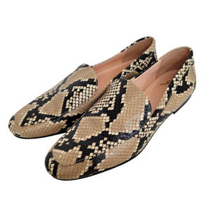 J. Crew Women Cecile Smoking Slippers Python Print Old Money Flat Heel Tan  6.5M